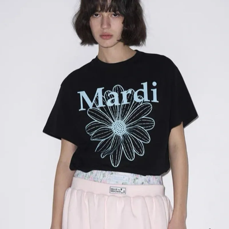 魅力的 ファッション 可愛い アルファベット プリント 花模様 着瘦せ 快適 ゆったり トップス Ｔシャツ