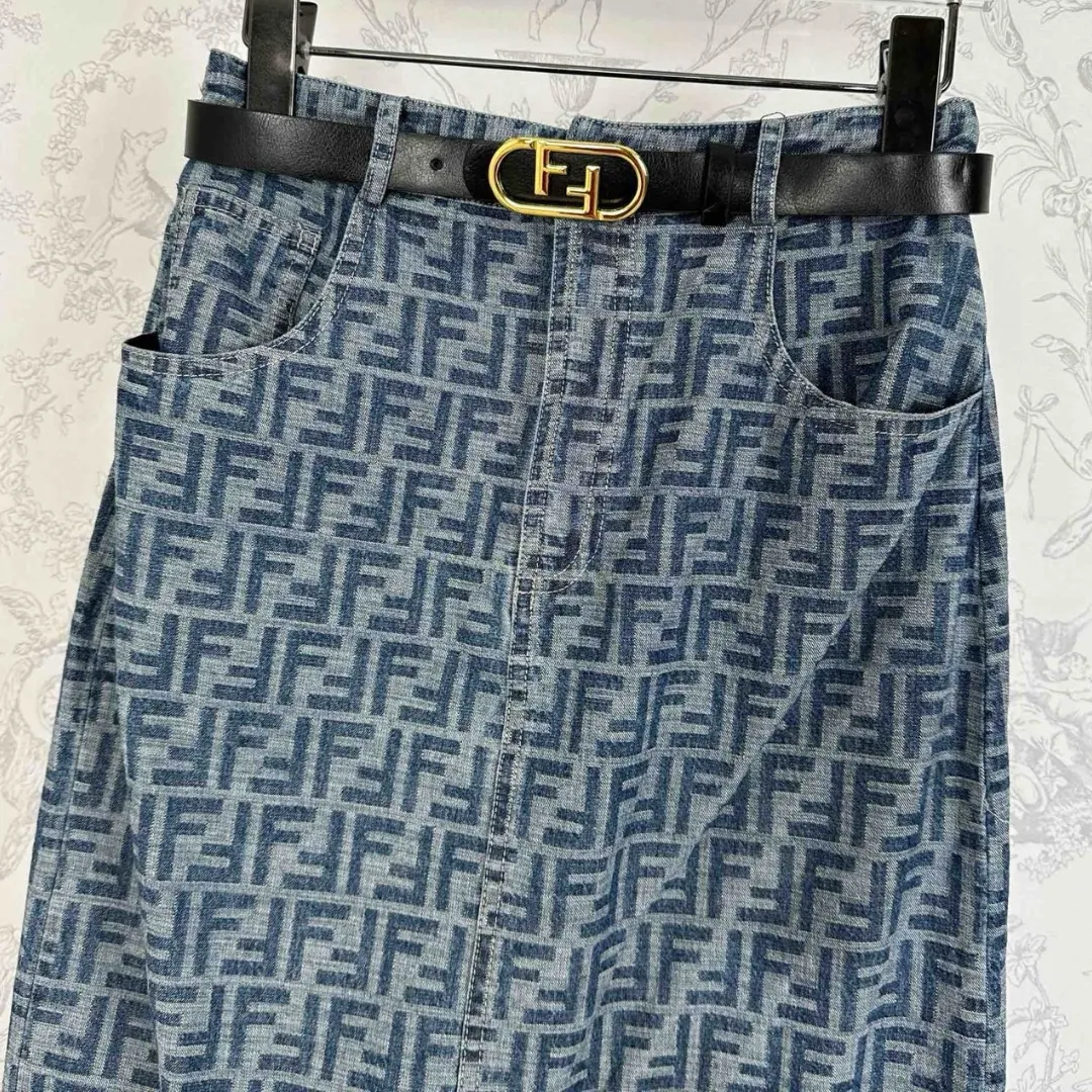 『S-L』おしゃれ ジャカード デニム 半袖 ショートトップス スカート セットアップ
