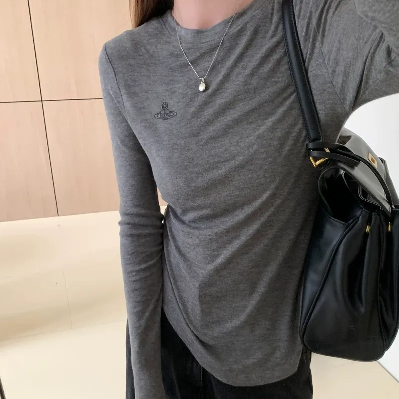 『S-L』上品 着瘦せ 快適レギュラーホルダープリントラウンドネック長袖