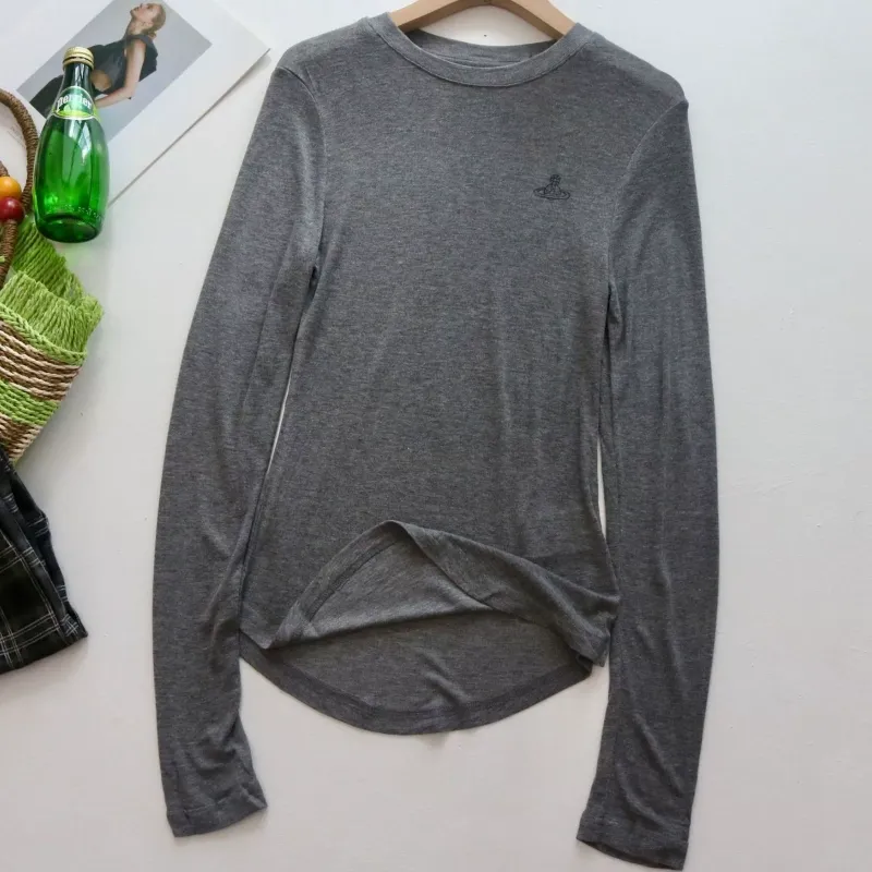 『S-L』上品 着瘦せ 快適レギュラーホルダープリントラウンドネック長袖