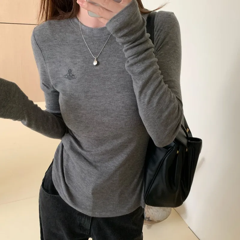 『S-L』上品 着瘦せ 快適レギュラーホルダープリントラウンドネック長袖