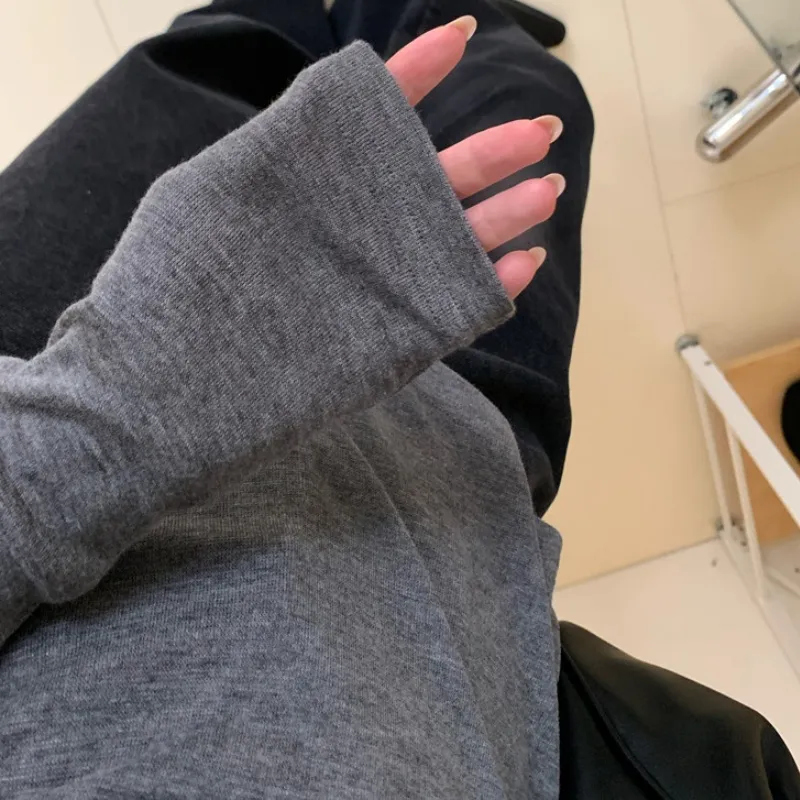 『S-L』上品 着瘦せ 快適レギュラーホルダープリントラウンドネック長袖