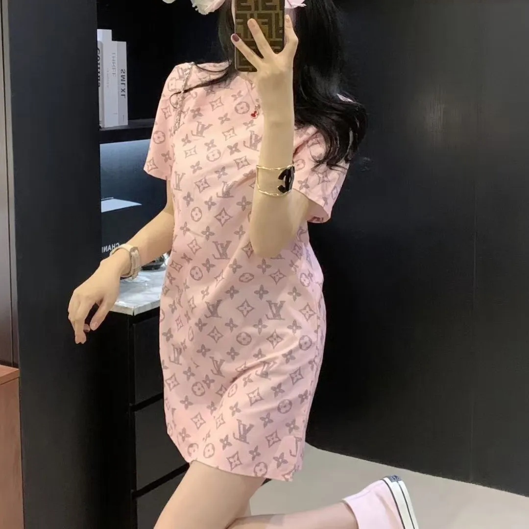 『S-L』高級感 快適 カジュアル アクティブ シンプル ロゴプリント ストレートワンピース