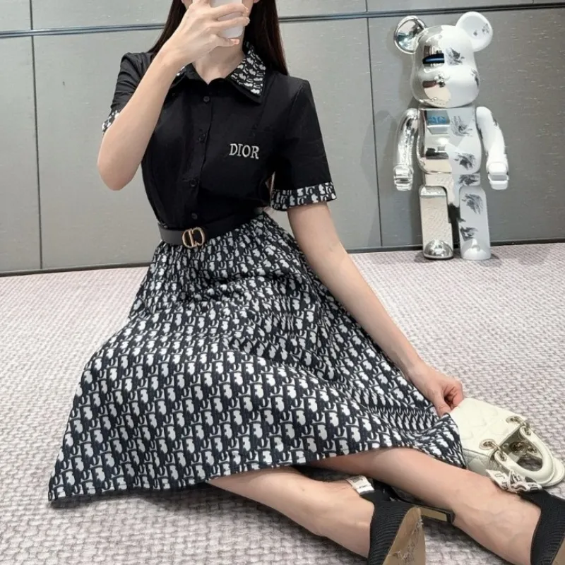 『S-L』 激売れ中トレンド 繊細 高品質 クラシック上品フレア シャツワンピース