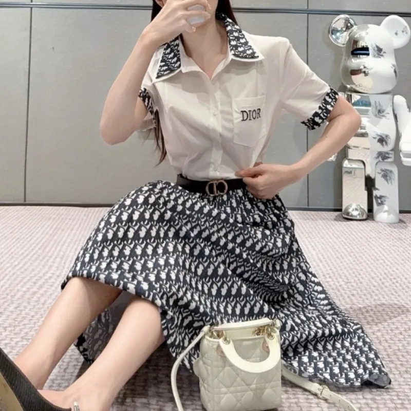 『S-L』 激売れ中トレンド 繊細 高品質 クラシック上品フレア シャツワンピース