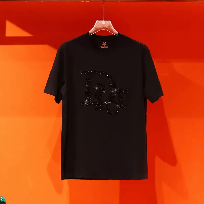 『S-3XL』夏 新作 プリント ホットフィックス クルーネック シルコットン 半袖 Tシャツ