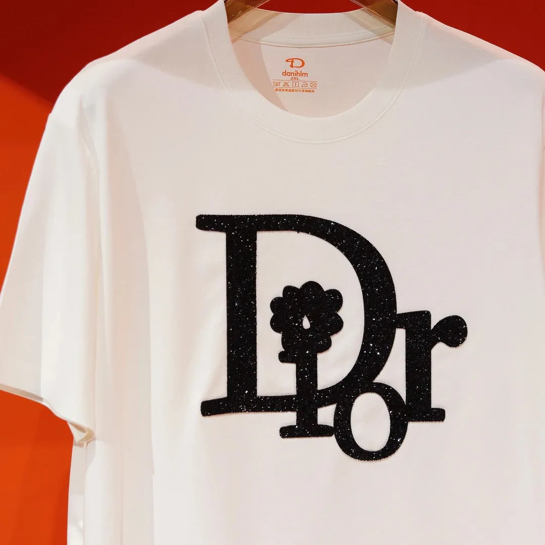 『S-3XL』夏 新作 プリント ホットフィックス クルーネック シルコットン 半袖 Tシャツ