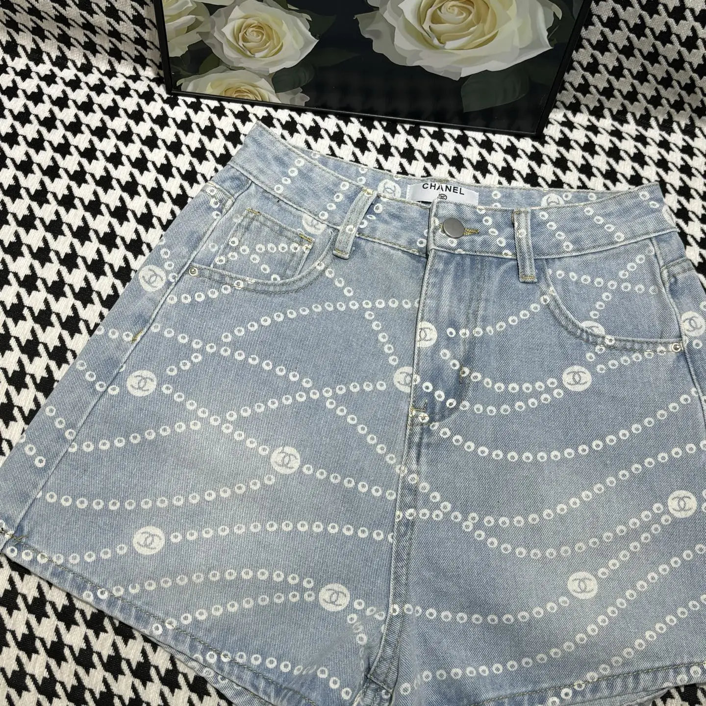 『S-XL』早春 新作 スタイリッシュ レーザーチェーン ハイウエスト スリミング デニムショーツ