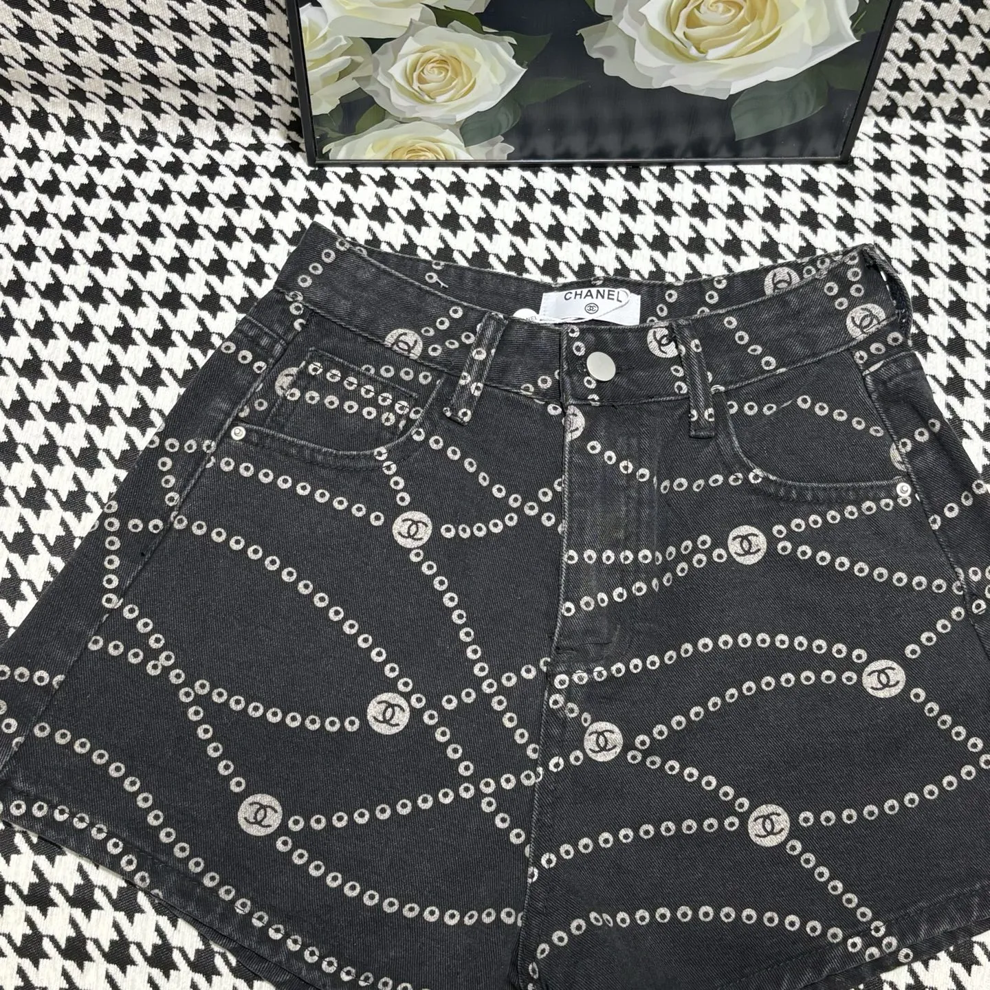 『S-XL』早春 新作 スタイリッシュ レーザーチェーン ハイウエスト スリミング デニムショーツ