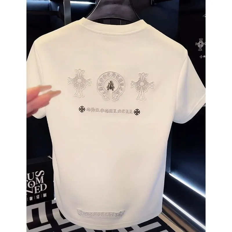 『M-4XL』パッチ 刺繍 クール カジュアル おしゃれ 快適 クルーネック ユニーク メンズ Tシャツ