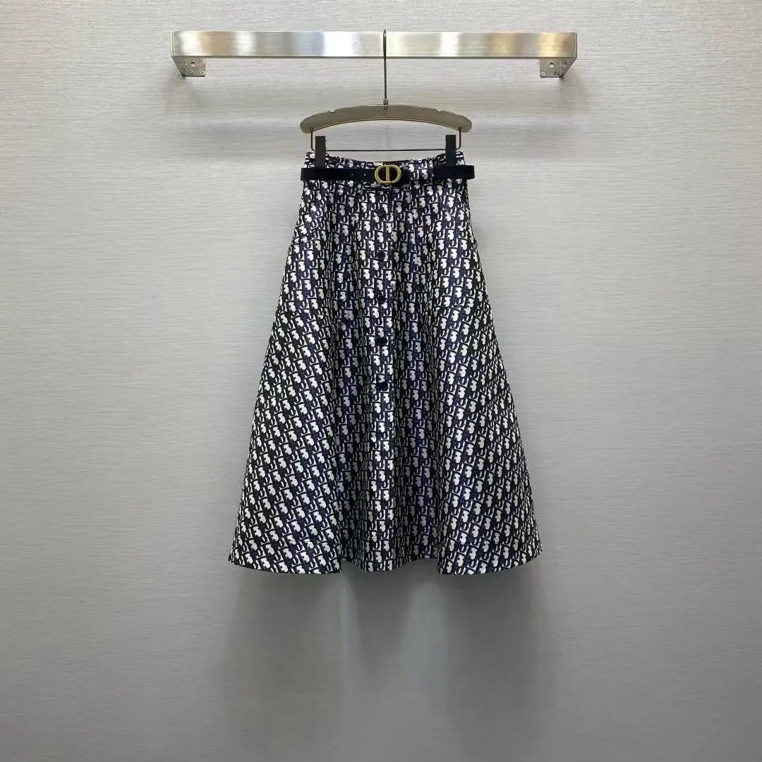 『S-L』ベルト付き 高級生地 上品 タータンカラー ニット シャツ ジャカード スカート セットアップ