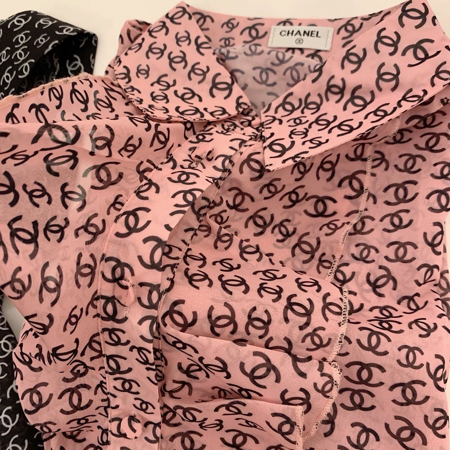 『S-L』透け感 フェミニン 軽やか 上品 フリル レース シフォン シャツ