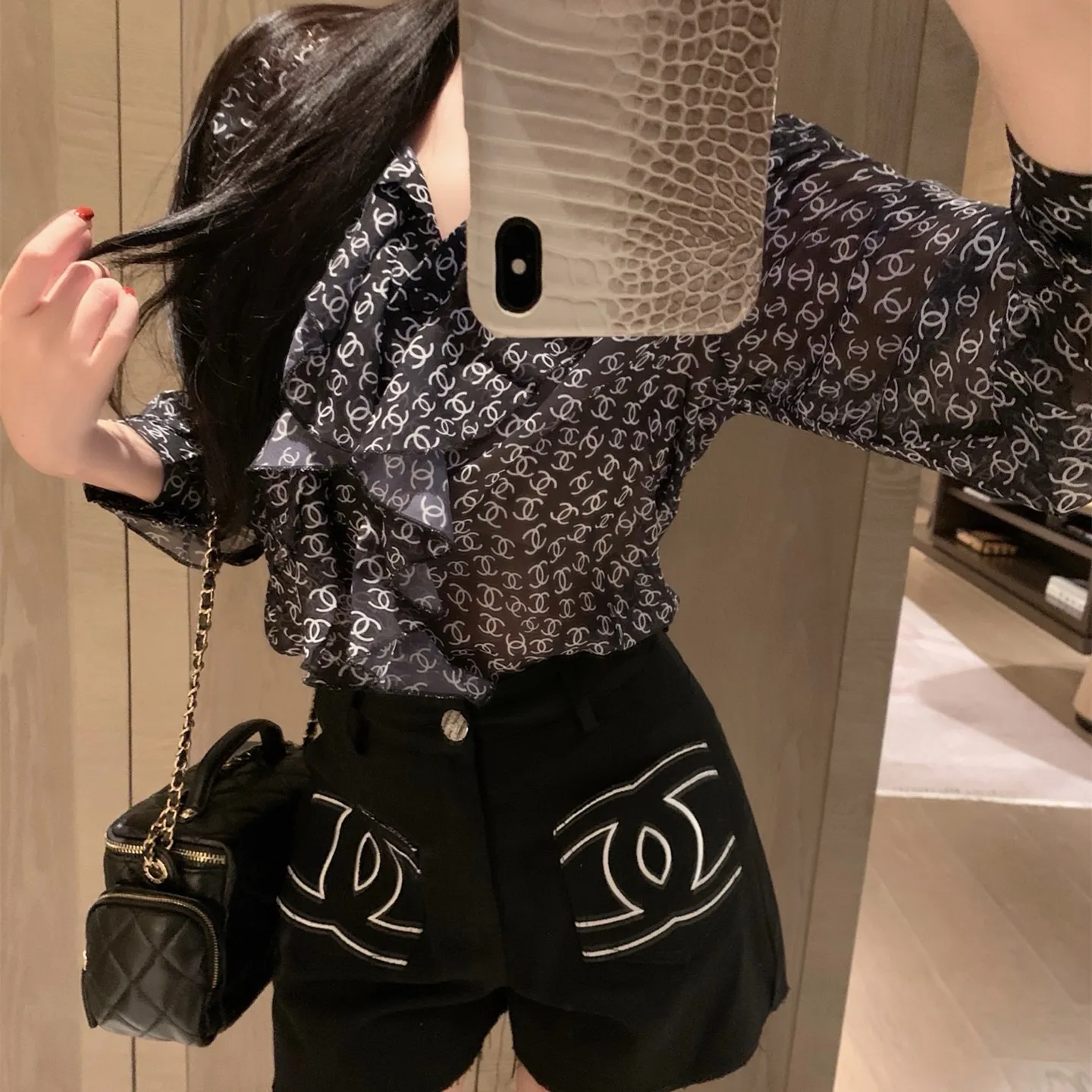 『S-L』ユニーク アンティーク レトロ ヴィンテージ 高級 カラーブロック 刺繍デザイン ポケット デニム ショートパンツ