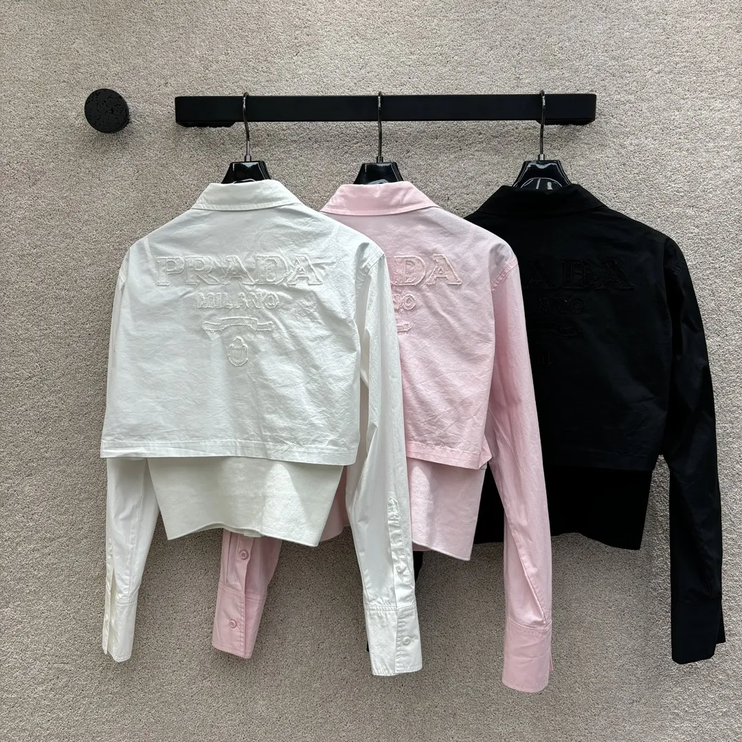『S-L』ダブルポケットデコ 胸元ロゴ刺繍 パッチワーク タータンカラー 長袖 シャツ
