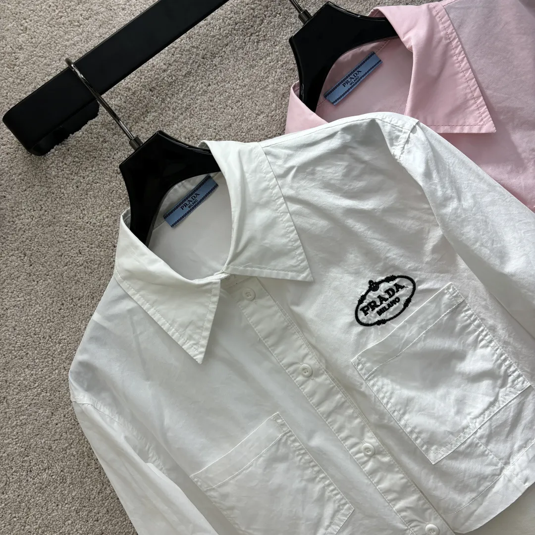 『S-L』ダブルポケットデコ 胸元ロゴ刺繍 パッチワーク タータンカラー 長袖 シャツ