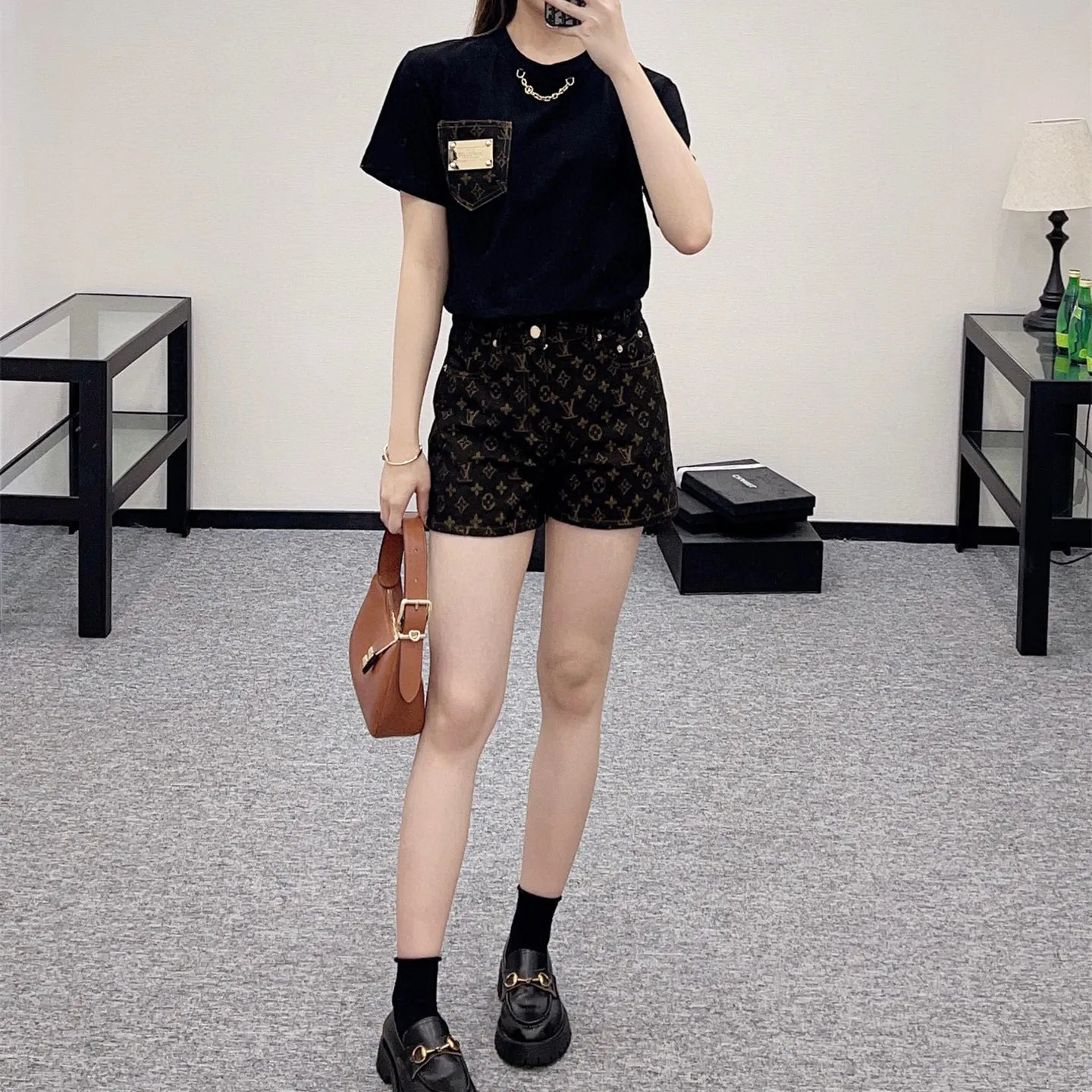 『S-XL』カジュアル ルーズ バランス 魅力 高級 格調 ジャカード デニム ショートパンツ