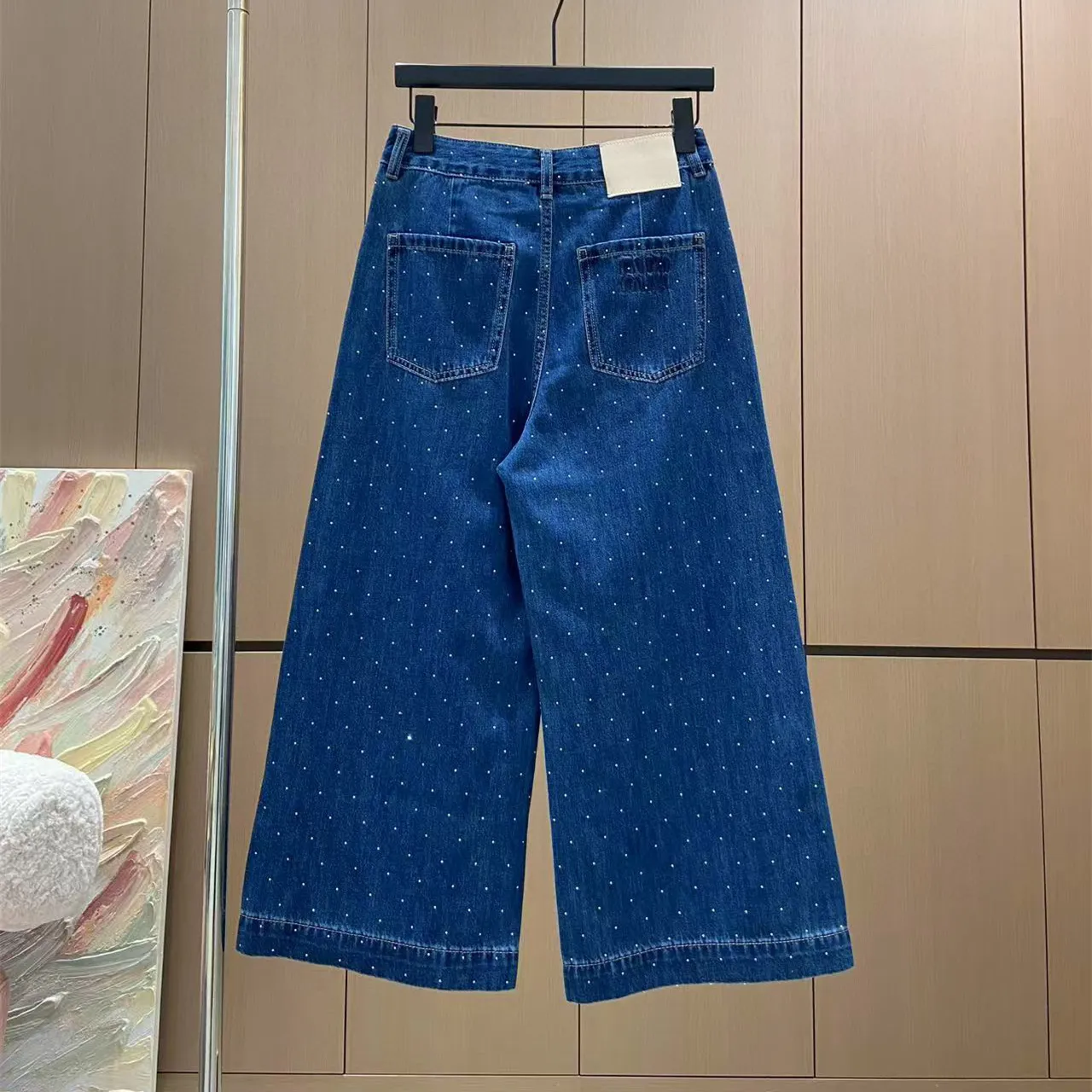 『S-L』春夏 新作 スパンコール 刺繍 ルーズ 感 クール ゆったり 清潔 シンプル 七分 ジーンズ