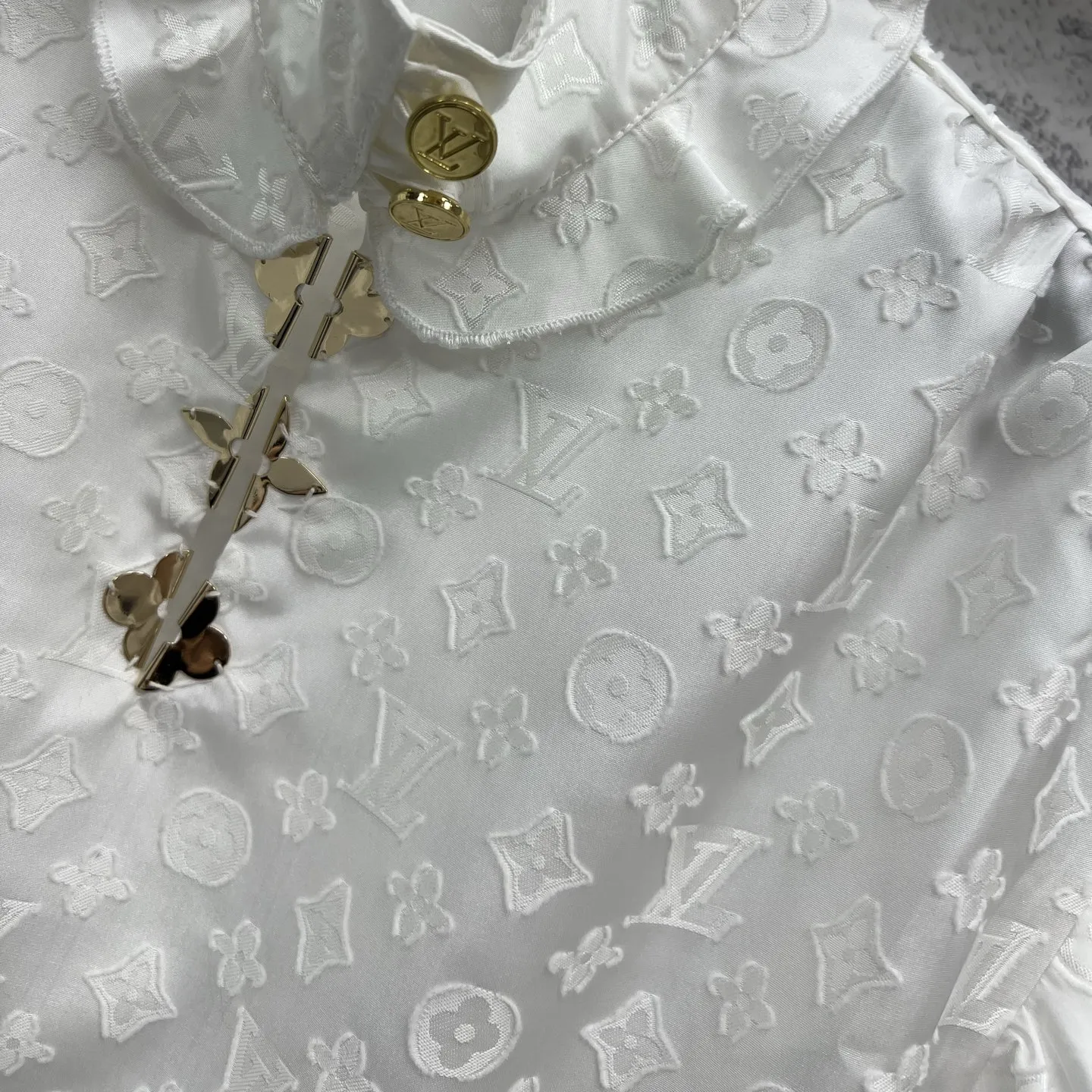 『S-L』レトロ 宮廷 風 少女 気質 ピコット 綿100% 半袖 ブラウス レース スタンド カラー モノグラム シャツ