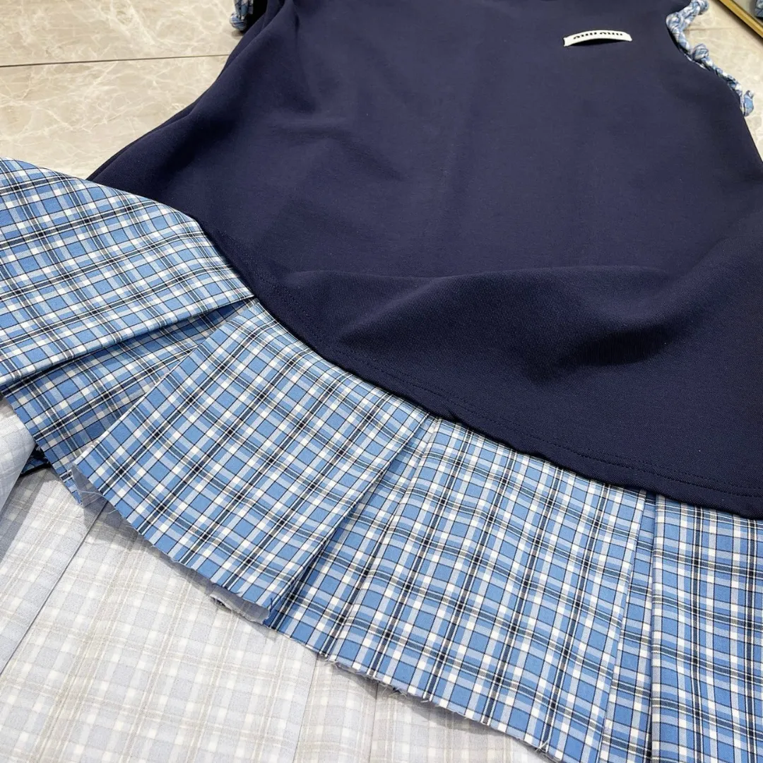 『S-L』おすすめ 魅力的 売れ筋 トレンド ノースリーブ チェック柄  切り替え 2色 ワンピース