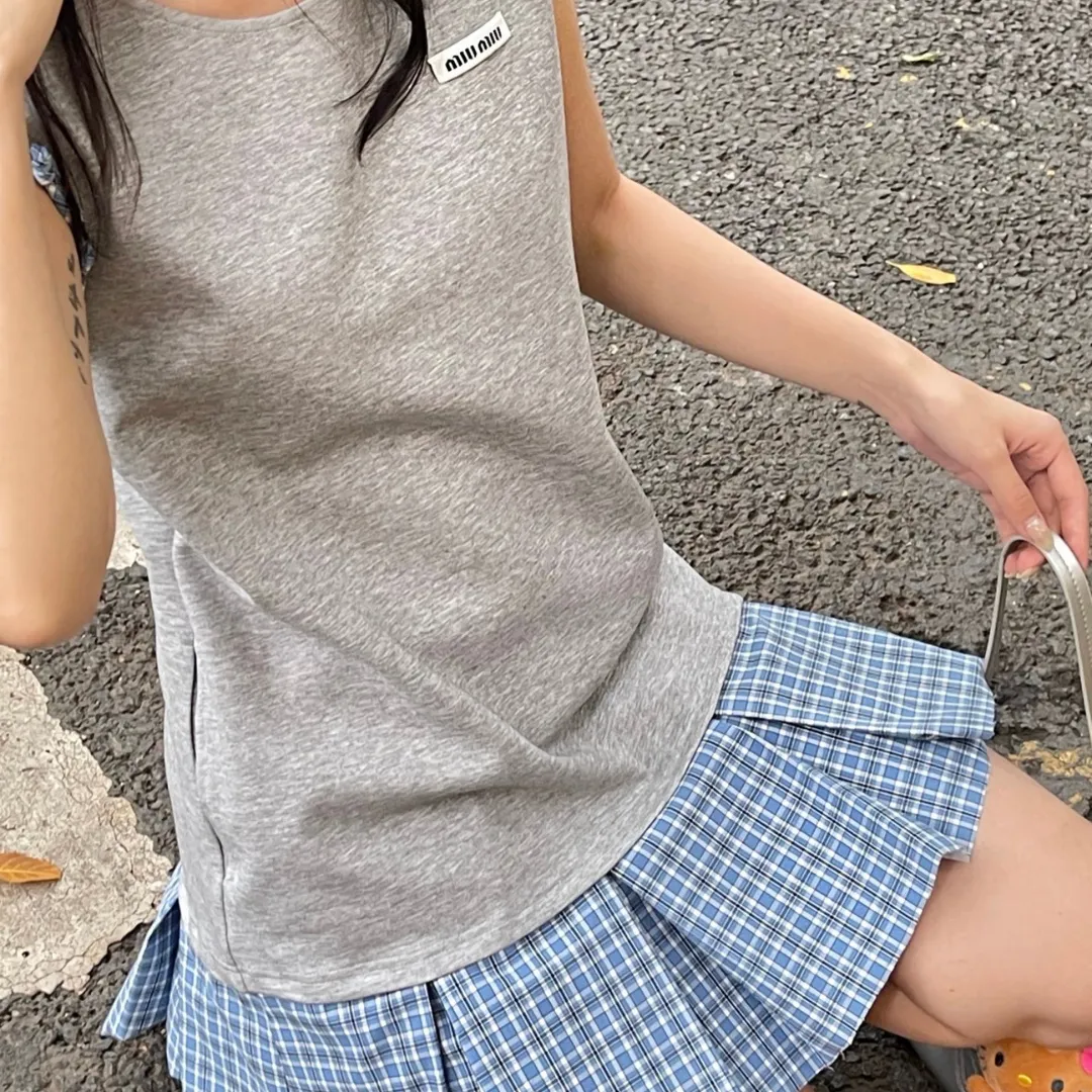 『S-L』おすすめ 魅力的 売れ筋 トレンド ノースリーブ チェック柄  切り替え 2色 ワンピース