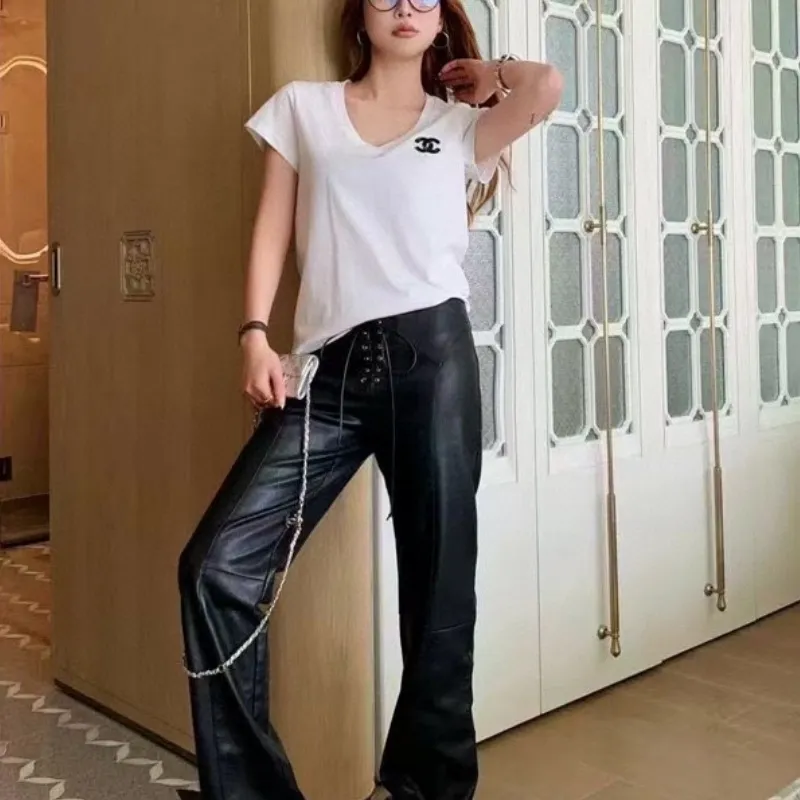 『S-L』元気いっぱい 好感度UP 通気性 着心地良い ファッションフェミニン Vネック半袖Tシャツ