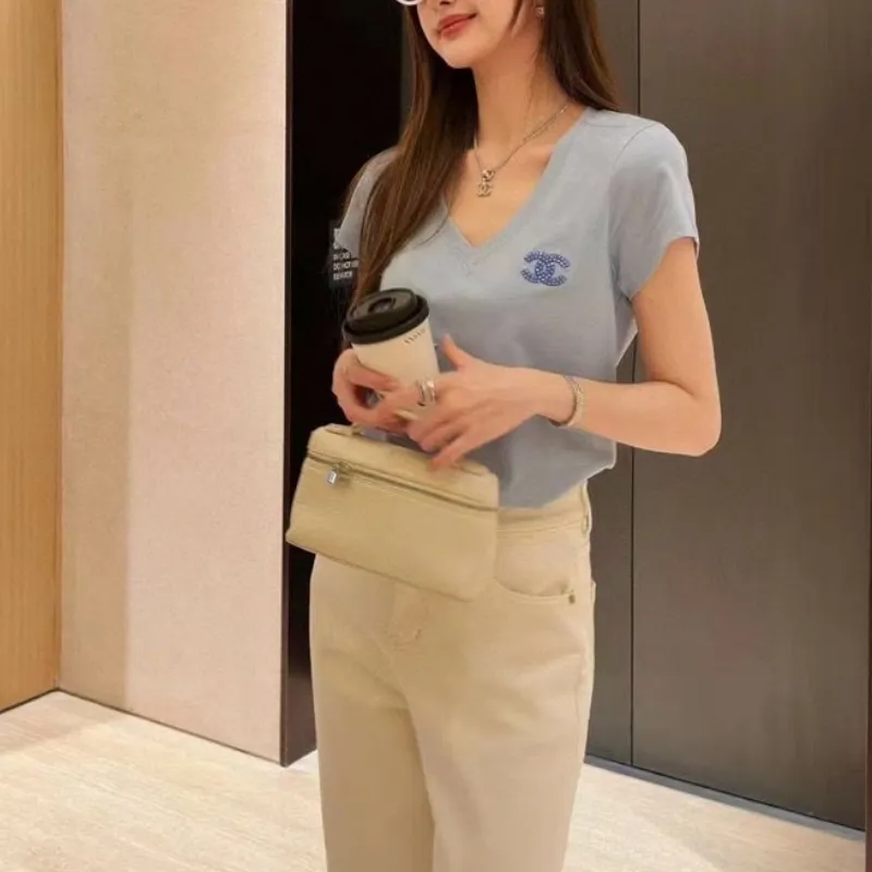 『S-L』元気いっぱい 好感度UP 通気性 着心地良い ファッションフェミニン Vネック半袖Tシャツ