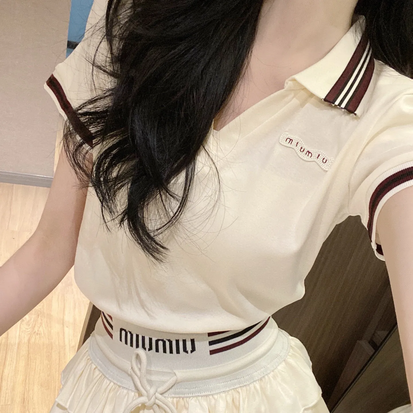 『S-L』美人度アップ 大好評 スウィート キャンパス フリル セットアップ