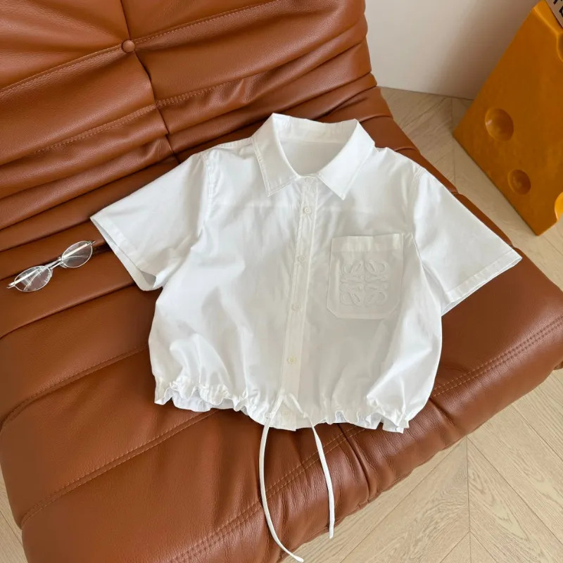 『S-L』激売れ中 美人度アップ 組み合わせやすい シンプル 刺繍 折り襟 シャツ