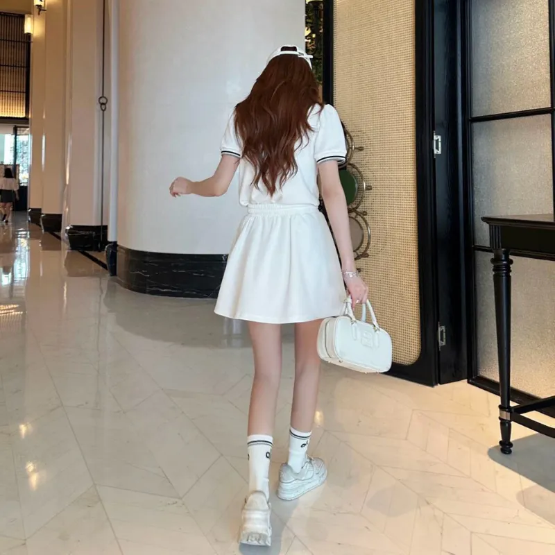 『S-L』憧れ 圧倒的セクシー カレッジスタイル 折り襟 プリーツ セットアップ