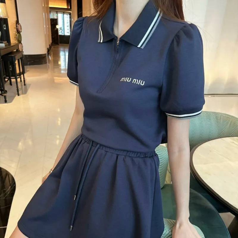 『S-L』憧れ 圧倒的セクシー カレッジスタイル 折り襟 プリーツ セットアップ