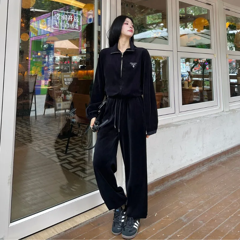 『S-L』超人気商品 大注目 カジュアル 折り襟 ジッパー セットアップ