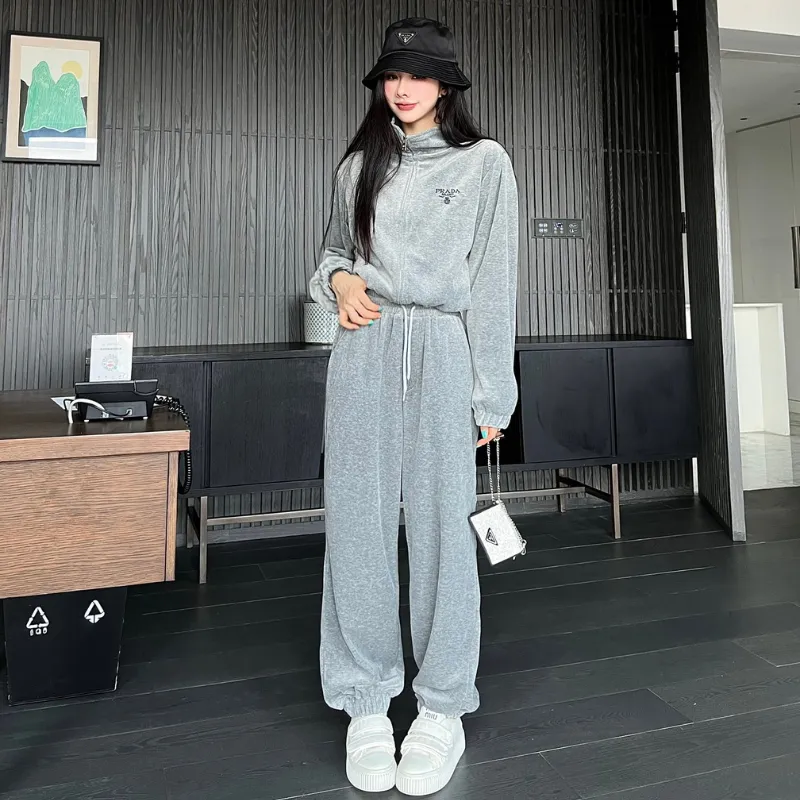 『S-L』超人気商品 大注目 カジュアル 折り襟 ジッパー セットアップ