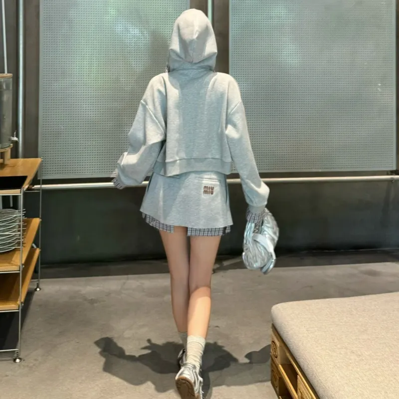 『S-L』おすすめ 好感度100％ ガーリッシュ フード付き 切り替え セットアップ