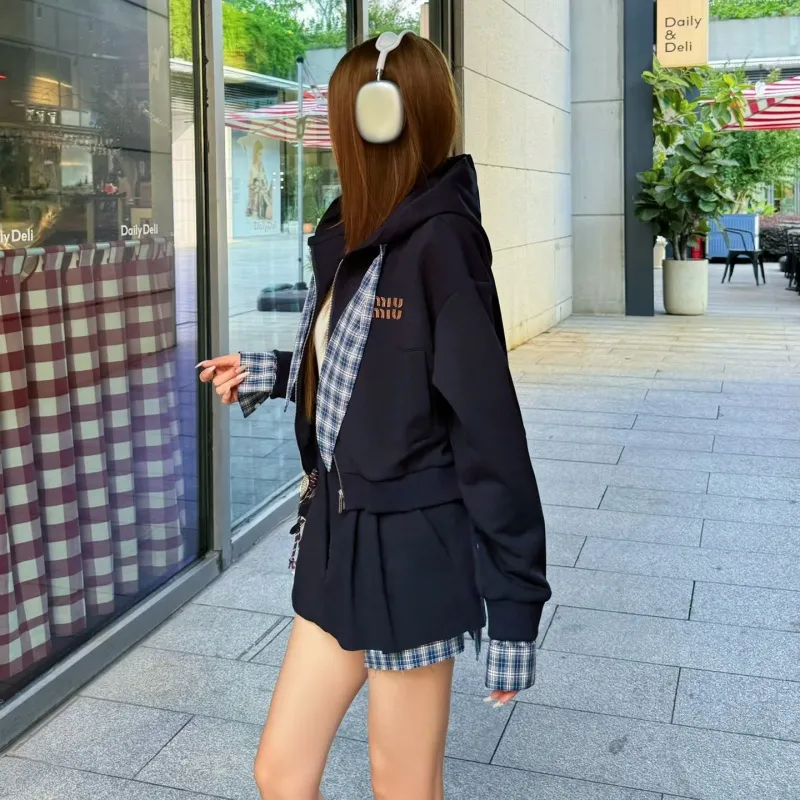 『S-L』おすすめ 好感度100％ ガーリッシュ フード付き 切り替え セットアップ