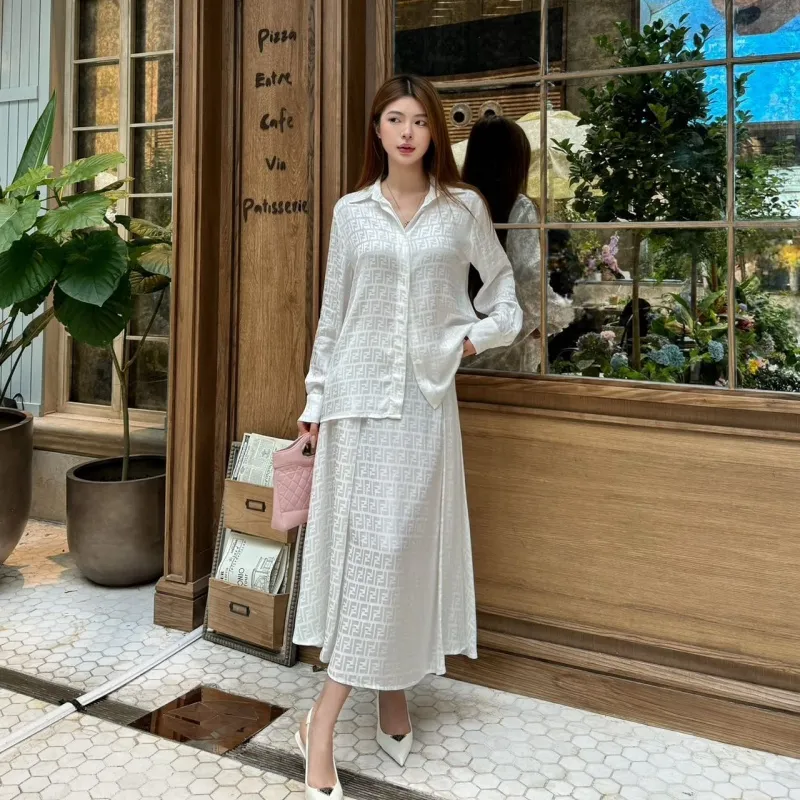 『S-L』人気上昇中 美人度アップ シンプル 折り襟 ジャカード セットアップ