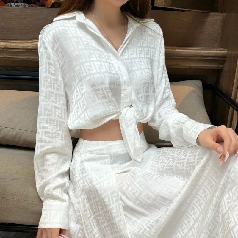 『S-L』人気上昇中 美人度アップ シンプル 折り襟 ジャカード セットアップ