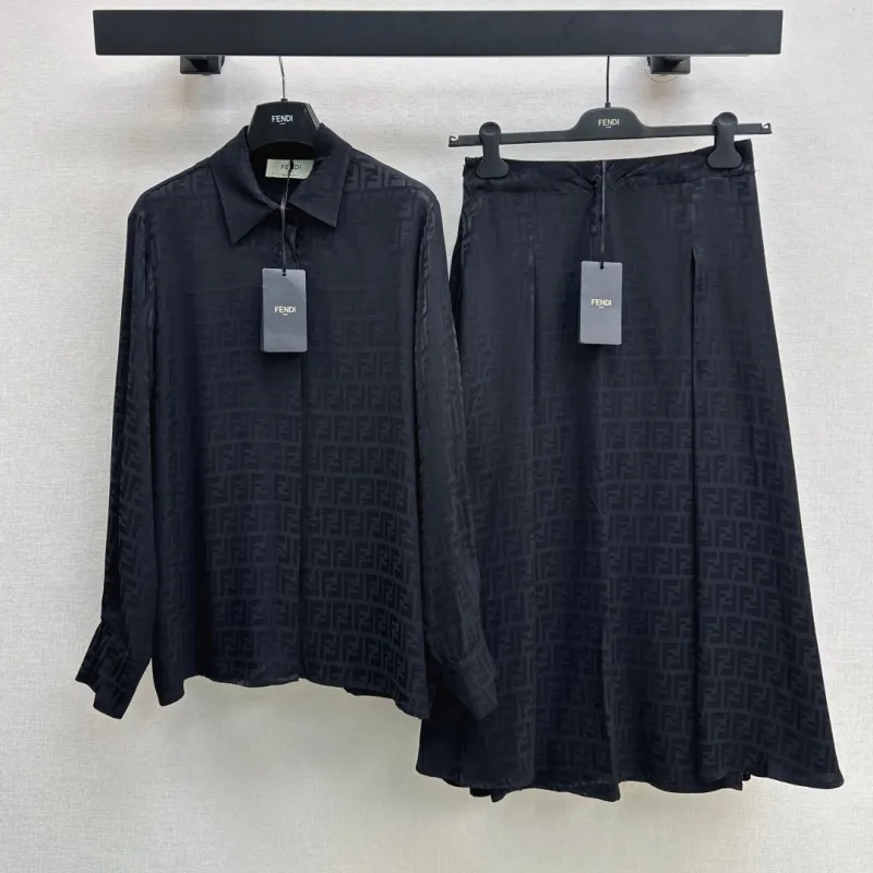 『S-L』人気上昇中 美人度アップ シンプル 折り襟 ジャカード セットアップ