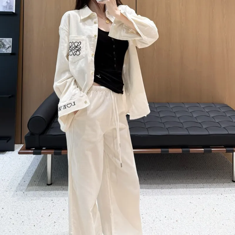 『S-L』激売れ中 憧れ 美人度アップ カジュアル 刺繍 折り襟 セットアップ