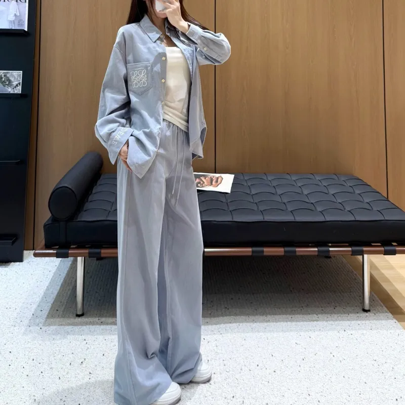 『S-L』激売れ中 憧れ 美人度アップ カジュアル 刺繍 折り襟 セットアップ
