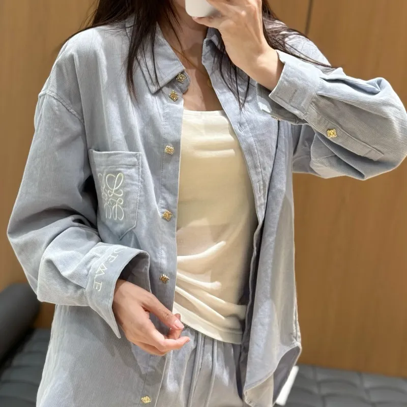 『S-L』激売れ中 憧れ 美人度アップ カジュアル 刺繍 折り襟 セットアップ
