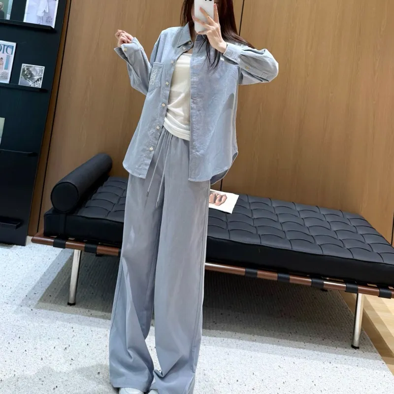 『S-L』激売れ中 憧れ 美人度アップ カジュアル 刺繍 折り襟 セットアップ
