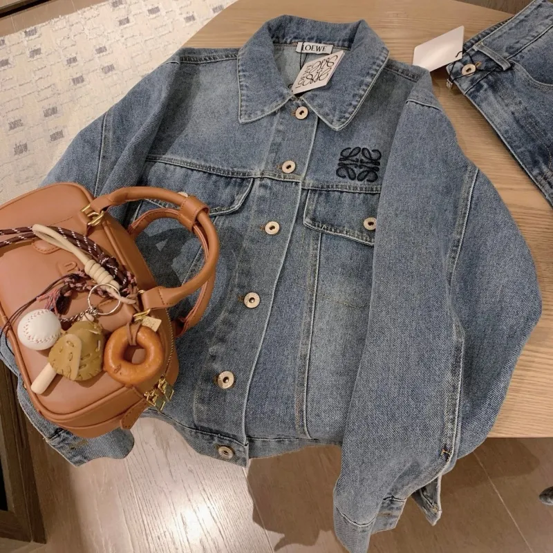『S-L』今季も大流行 女子マスト 単品注文 レトロ 折り襟 デニム アウター/パンツ