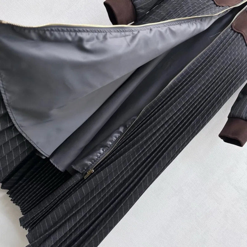 『S-L』おすすめ 好感度100％ エレガント 折り襟 ストライプ ワンピース