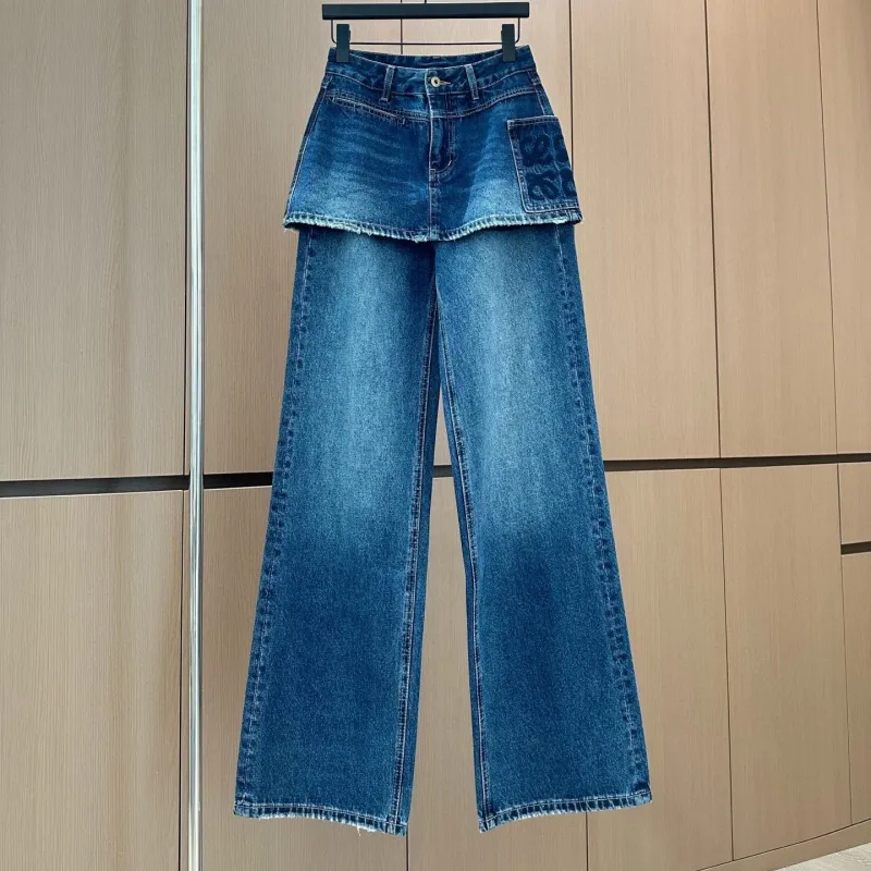『S-XL』大活躍 大注目 組み合わせやすい トレンド レイヤード デニム パンツ