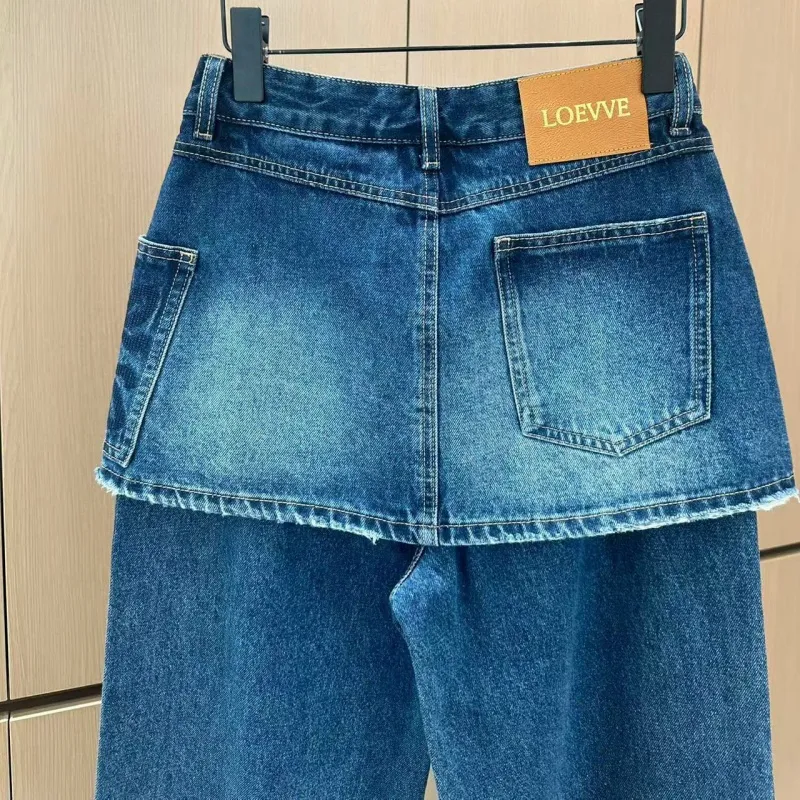 『S-XL』大活躍 大注目 組み合わせやすい トレンド レイヤード デニム パンツ