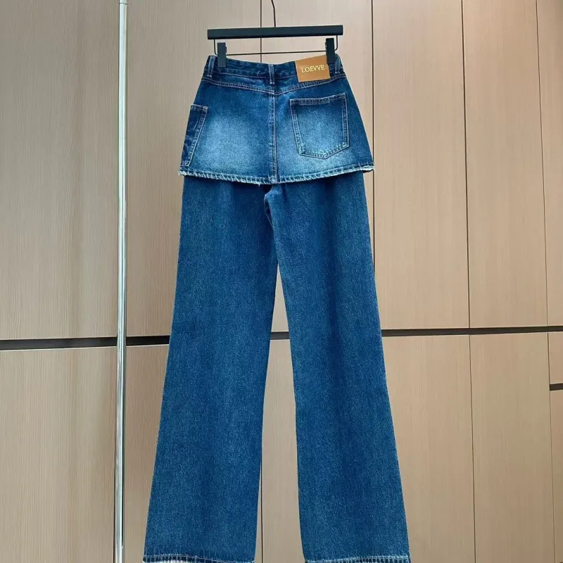 『S-XL』大活躍 大注目 組み合わせやすい トレンド レイヤード デニム パンツ