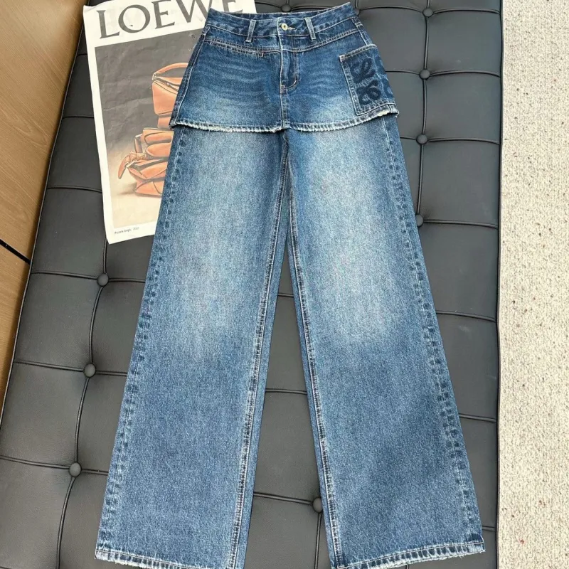 『S-XL』大活躍 大注目 組み合わせやすい トレンド レイヤード デニム パンツ