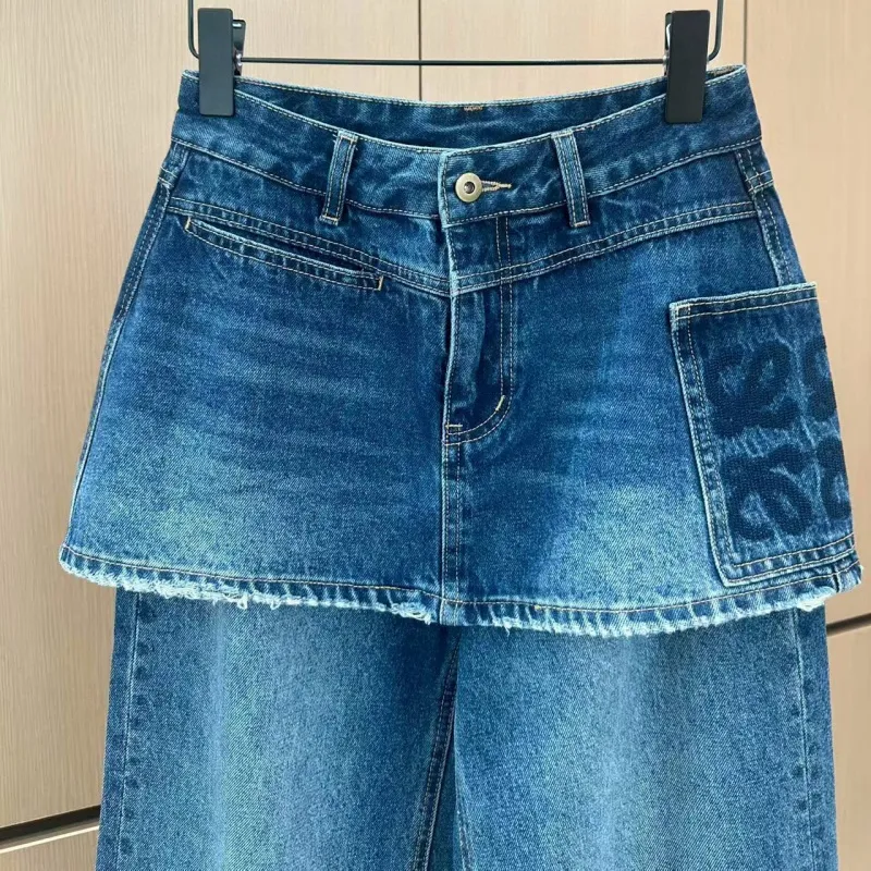 『S-XL』大活躍 大注目 組み合わせやすい トレンド レイヤード デニム パンツ