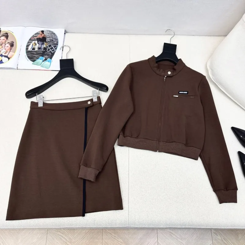 『S-L』超人気商品 質感のいい ジッパー スタンドネック Aライン セットアップ
