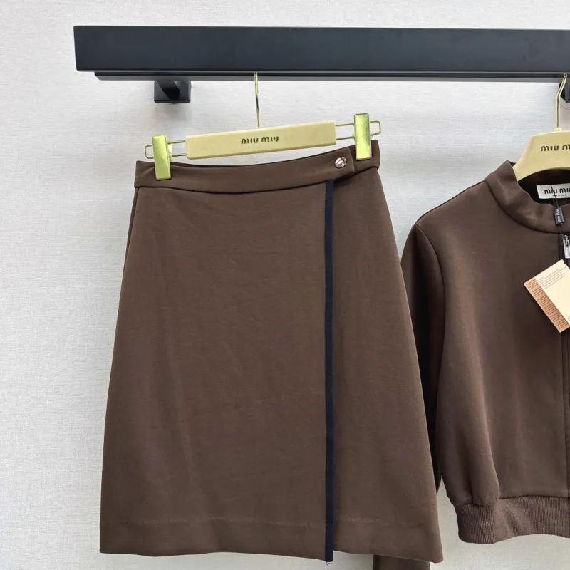 『S-L』超人気商品 質感のいい ジッパー スタンドネック Aライン セットアップ